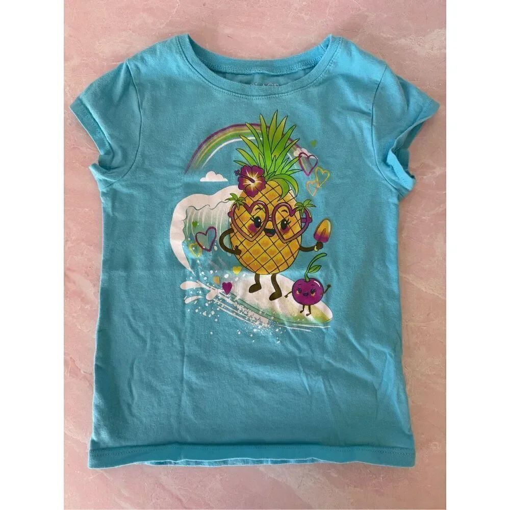 Children’s Place small 5/6 nerdy pineapple, casual, summer graphic short sleeve